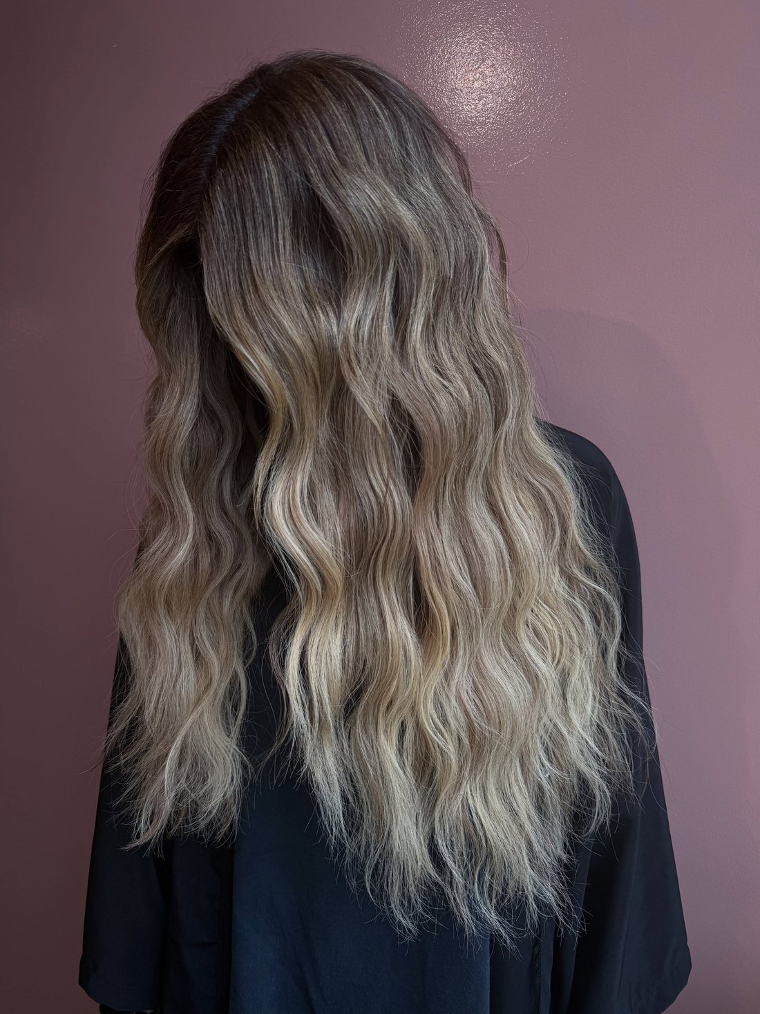 Bronde balayage keratin bond extensions, back view, by Bond Girl Hair